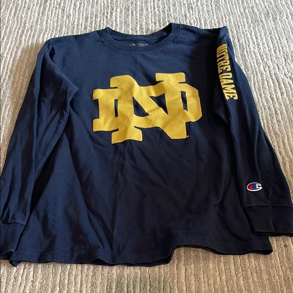Champion Navy and Gold Notre Dame Shirt